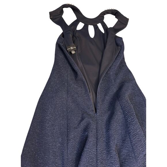 Betsy & Adam Navy Cocktail Dress with Jeweled Neckline -  Size 2 - Picture 12 of 13